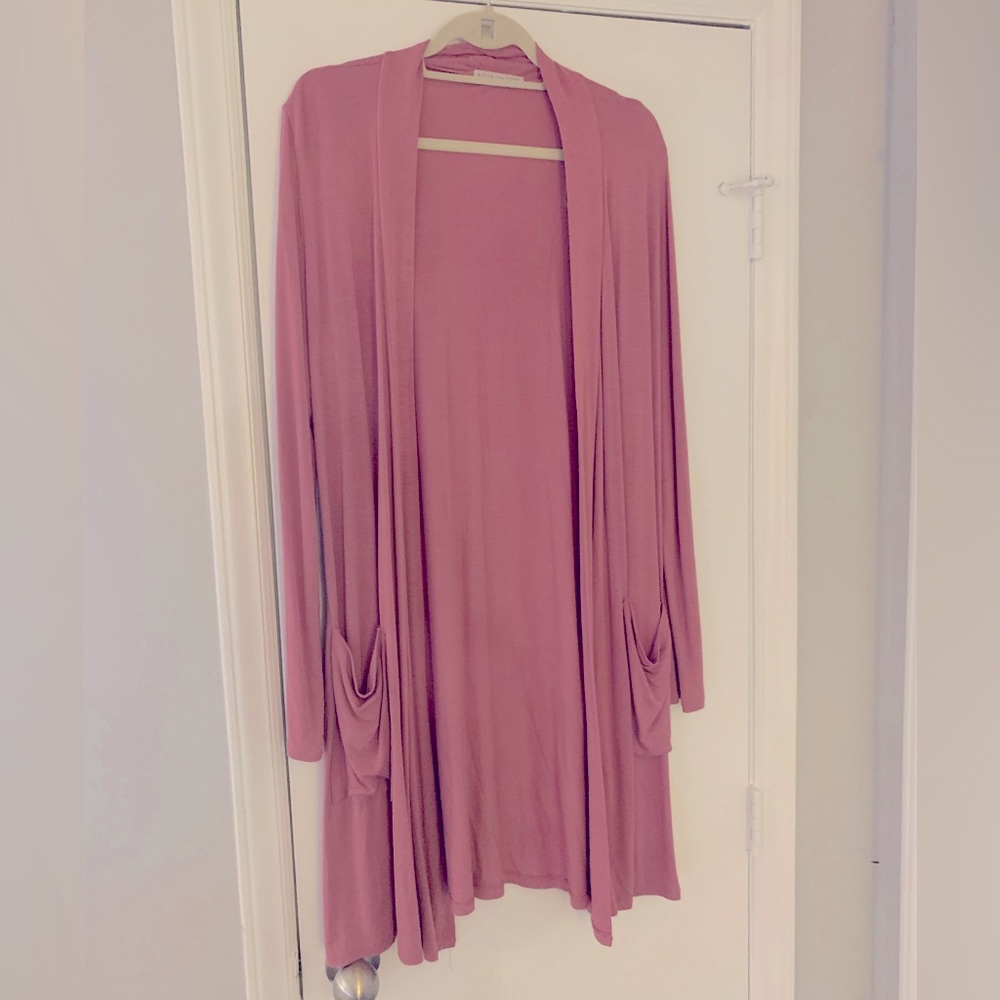 Active USA Pink Duster Valentines Day Cardigan with Pockets